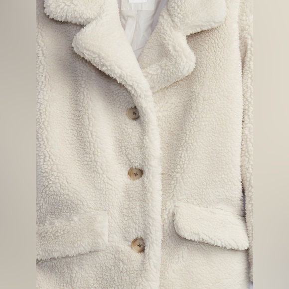 GAP Cream Sherpa Coat Puffer Girl's Jacket Size Small - Picture 3 of 10